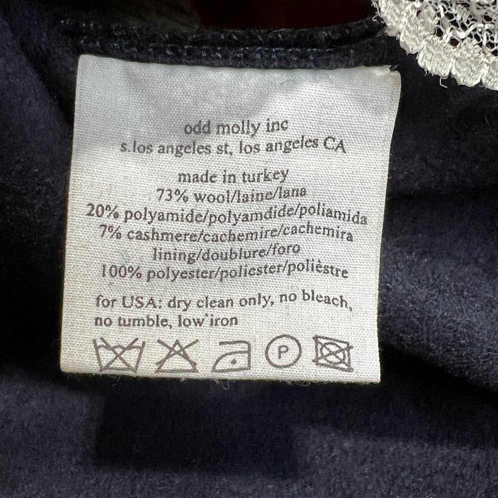 Odd Molly Wool Cashmere Coat Dark Academia Boho‎ Indie Jacket Size O Artsy - Picture 4 of 14